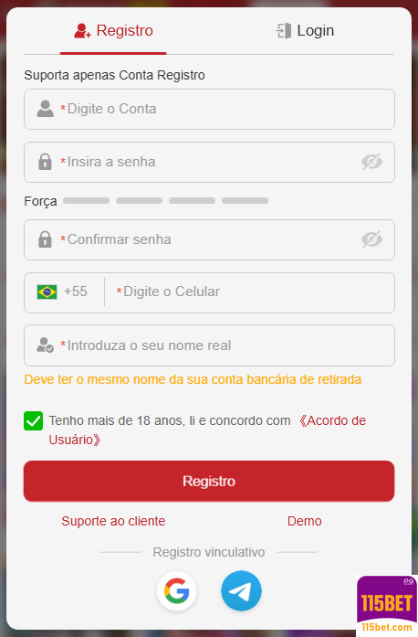 Experiência de Jogos 115bet.com